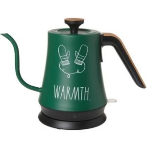 BNWT Rae Dunn Gooseneck Electric Kettle with “Warm” and Fuzzy Mittens print